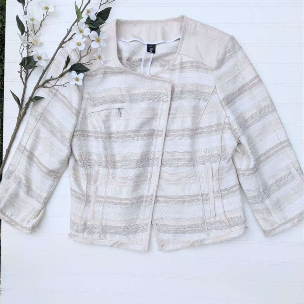 WHBM Cream Asymmetric Jacket/Blazer